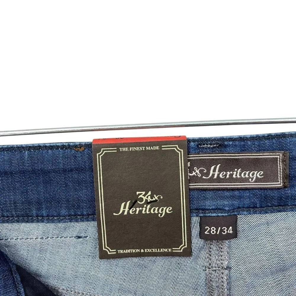 34 Heritage Mens Courage Jeans Straight Fit Mid Rise Zip Fly Blue Sz 28/34*
